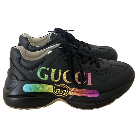 gucci logo on sneakers|gucci rhyton logo sneakers.